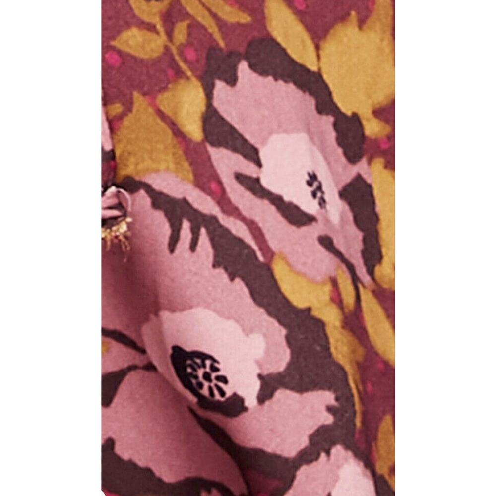 Free People Morning Light Floral Mini Dress Wine Purple Long Sleeve Womens M 6 - Picture 3 of 13